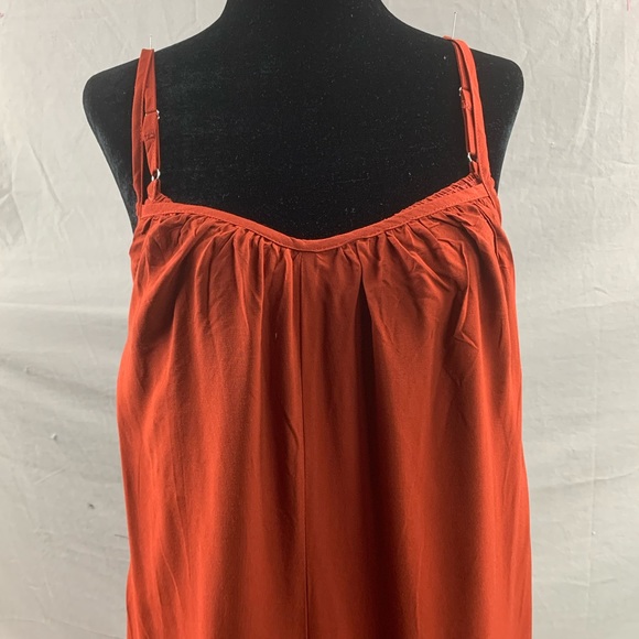 Rust Tropical Embroidery Wide Leg Cami Jumpsuit Without Belt - Picture 8 of 10